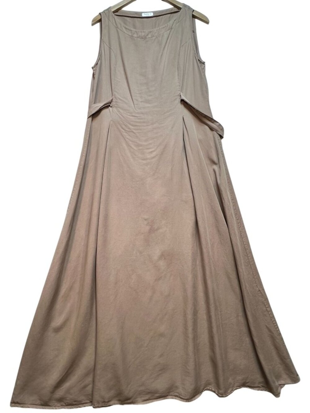 Suzy D London Women's Maxi Dress Minimalist  Stretch Size L Light Brown